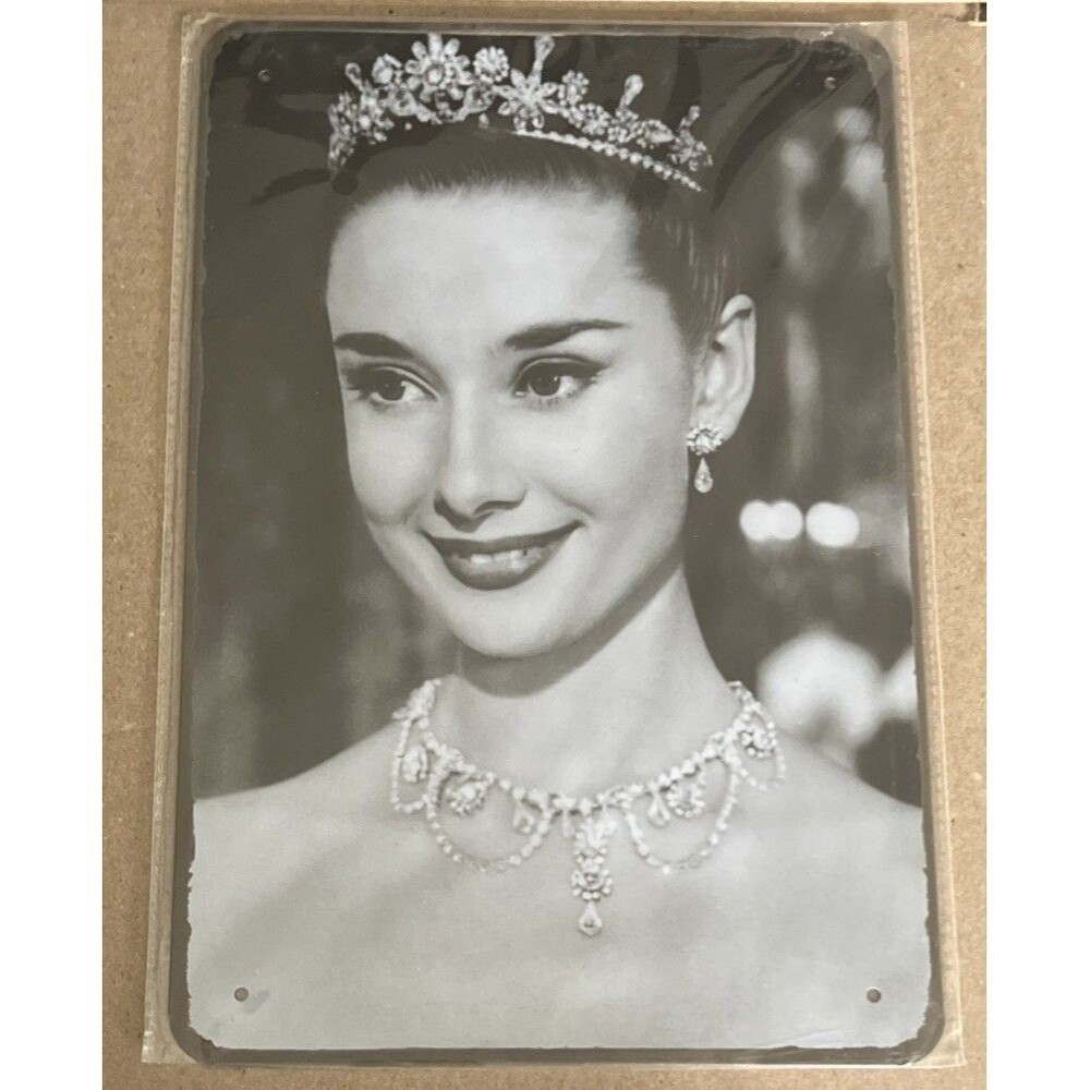 Audrey Hepburn Sign - Vintage Style Metal Tin Wall  12x8”